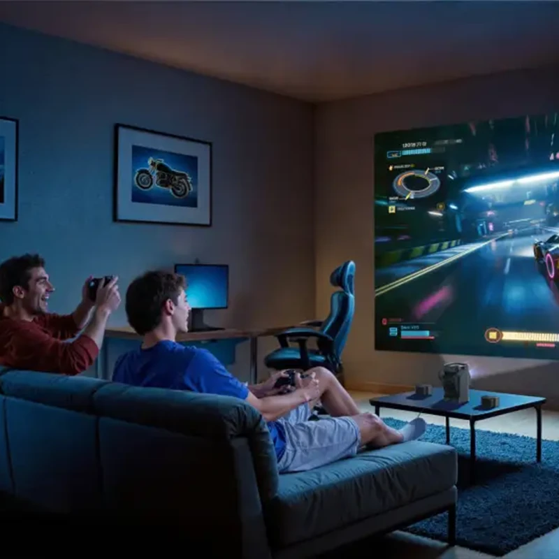Orlume Aura+ projector used for gaming and entertainment