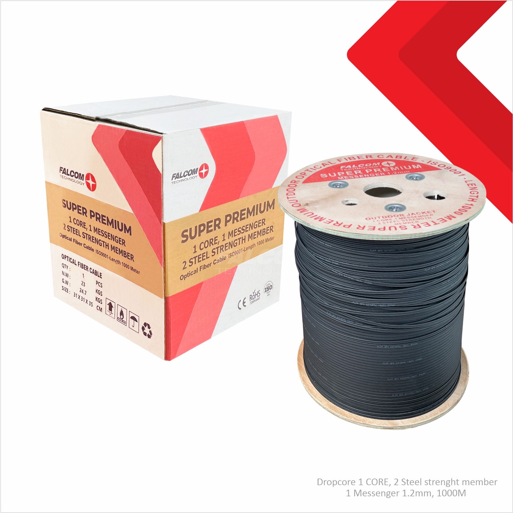 Kabel fiber optik GJYXCH-1F Super Premium Dropcore 1,2 mm