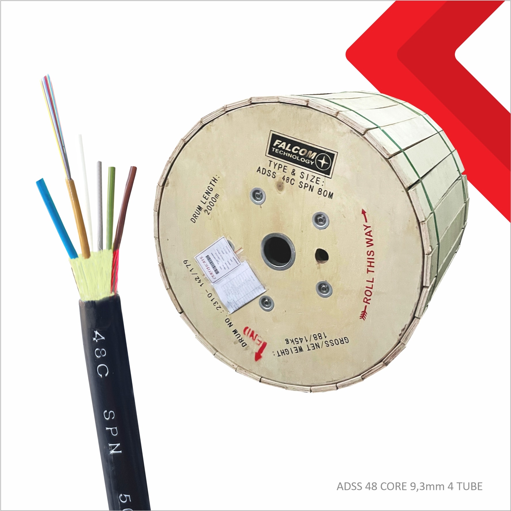 Kabel Fiber Optik ADSS 48 CORE – 4 TUBE