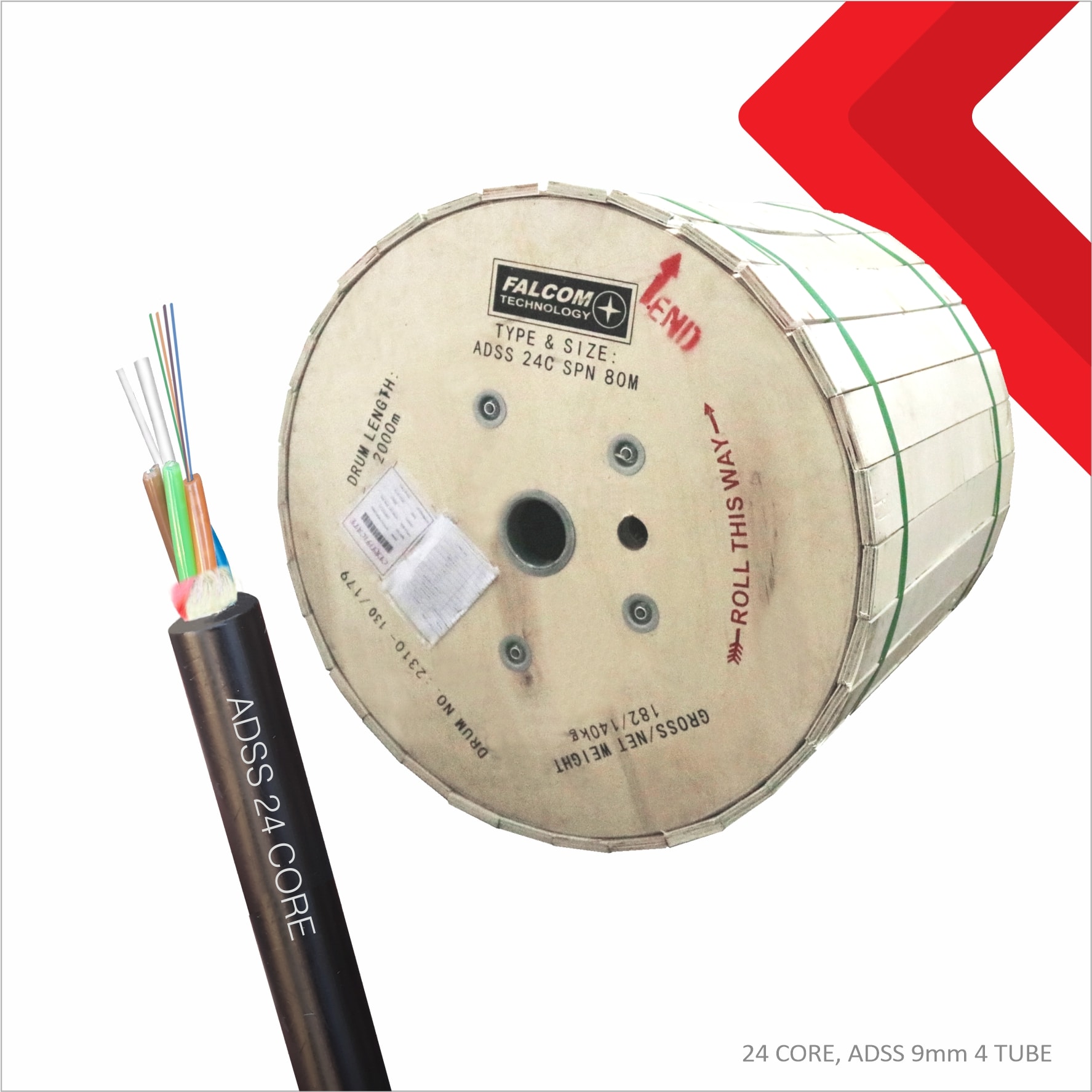 Kabel Fiber Optik ADSS 24 CORE – 4 TUBE
