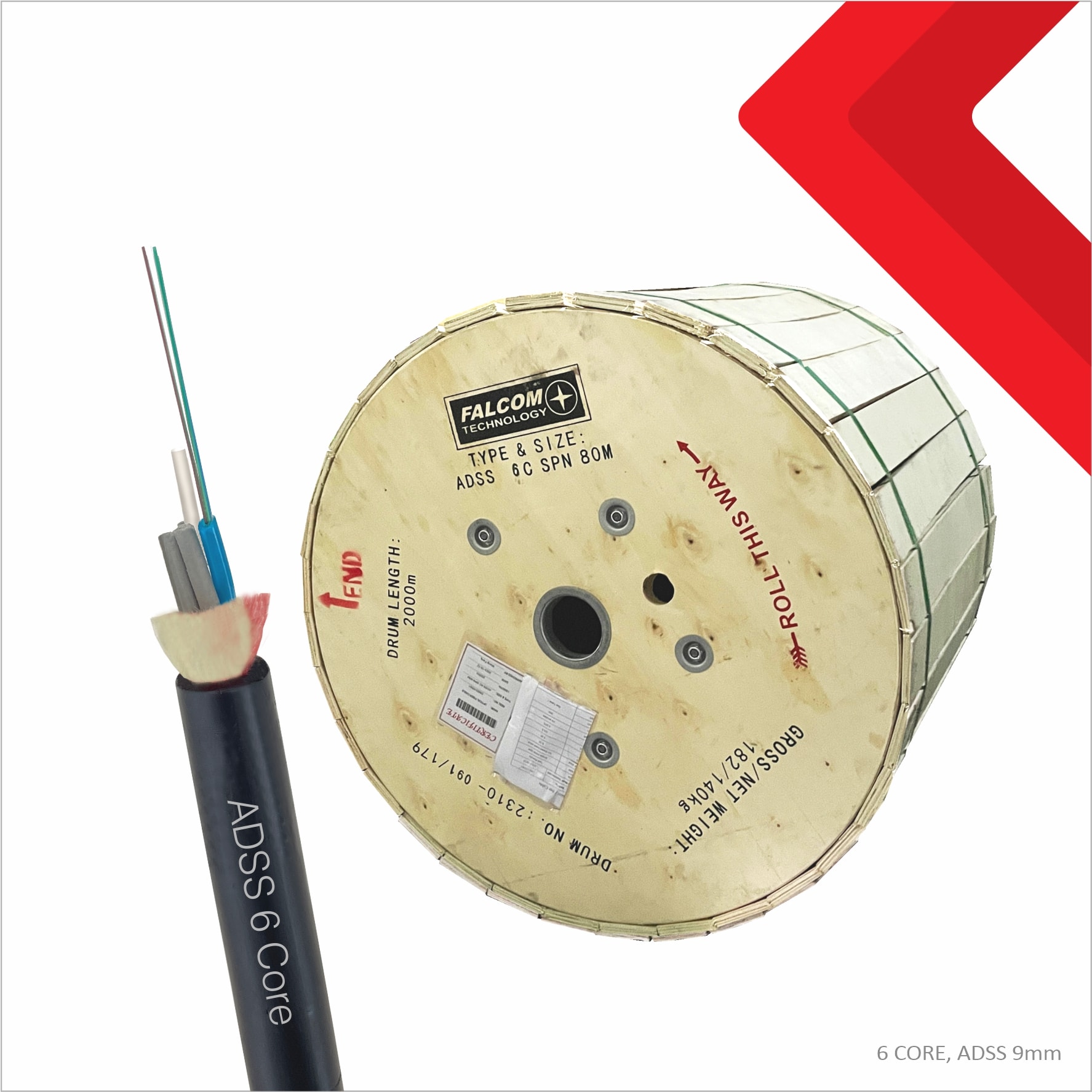 Kabel fiber optik ADSS 6 CORE – 1 TUBE
