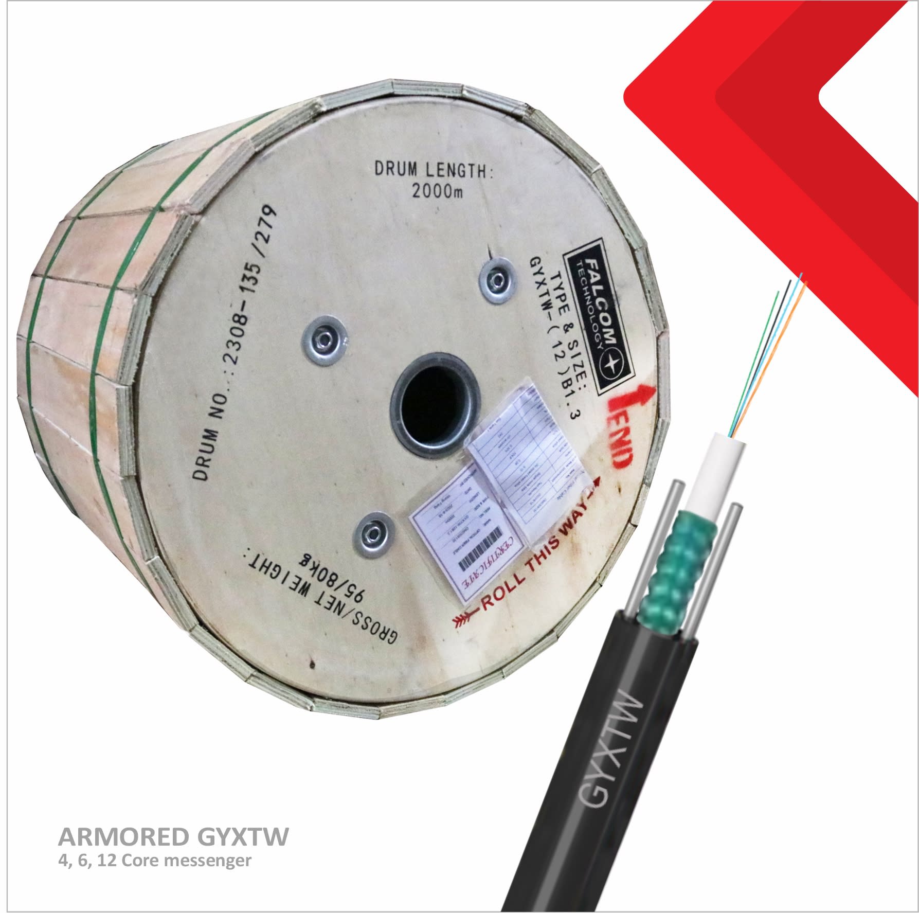 Kabel fiber optik ARMORED 2,4,6,12 Core 6.2mm