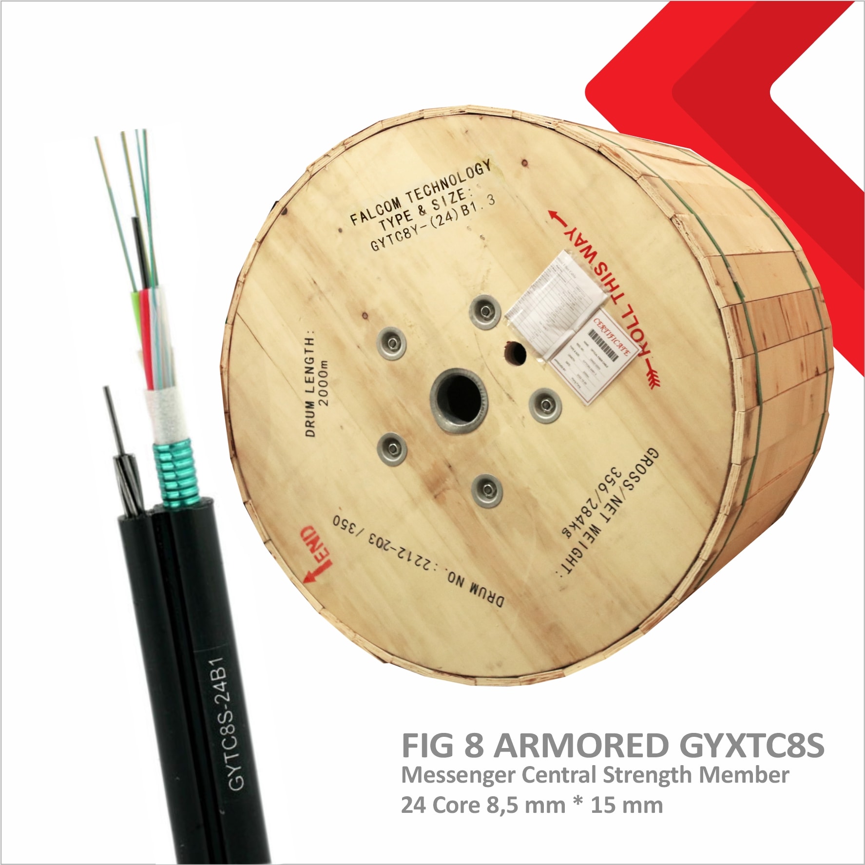 KABEL FIBER OPTIK FIG-8 ARMORED 24 Core 8.5mm*15mm GYTC8S