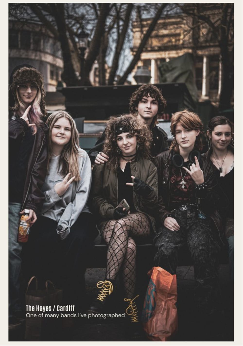Group portrait on the streets of Cardiff