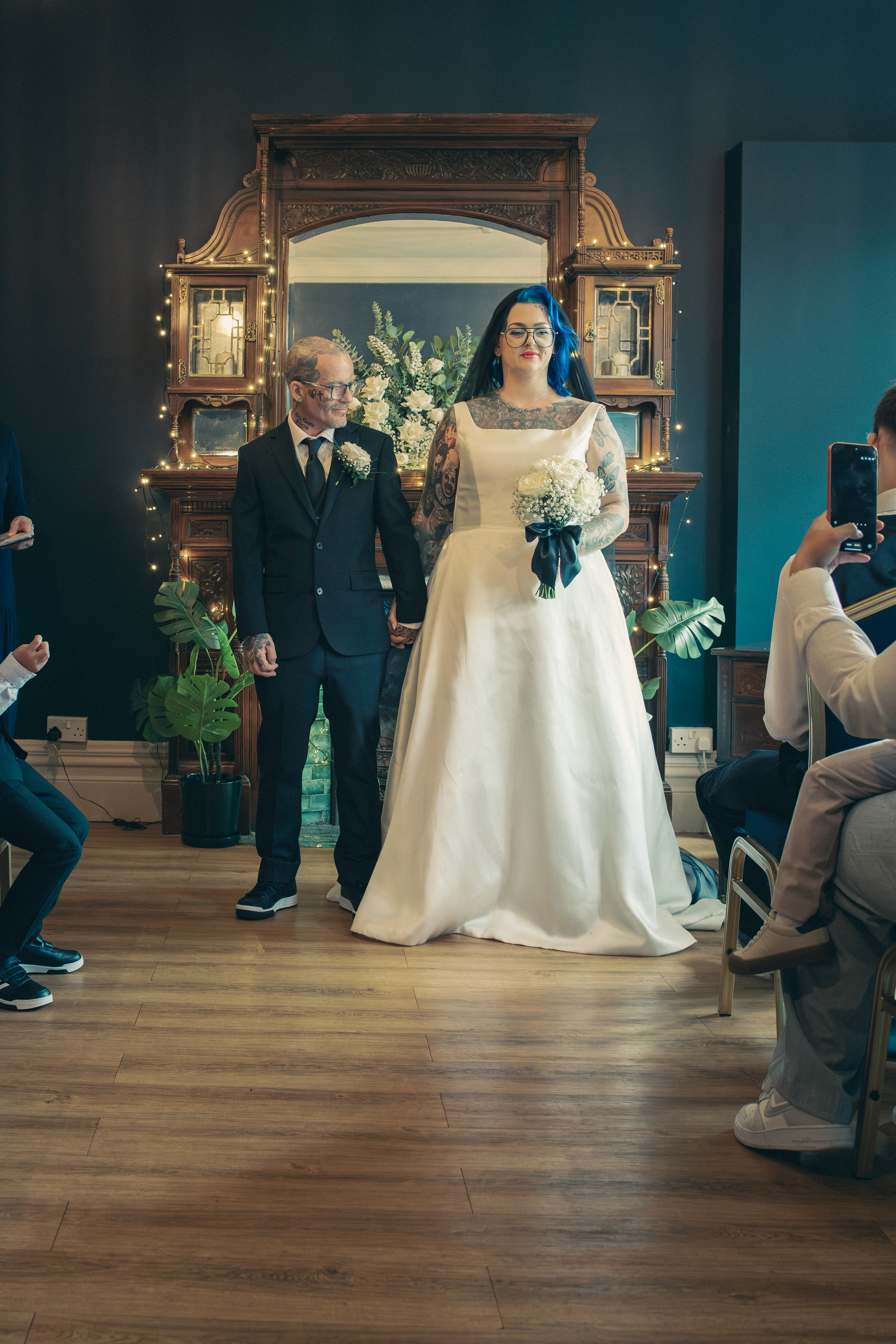 Couple standing together during their wedding ceremony