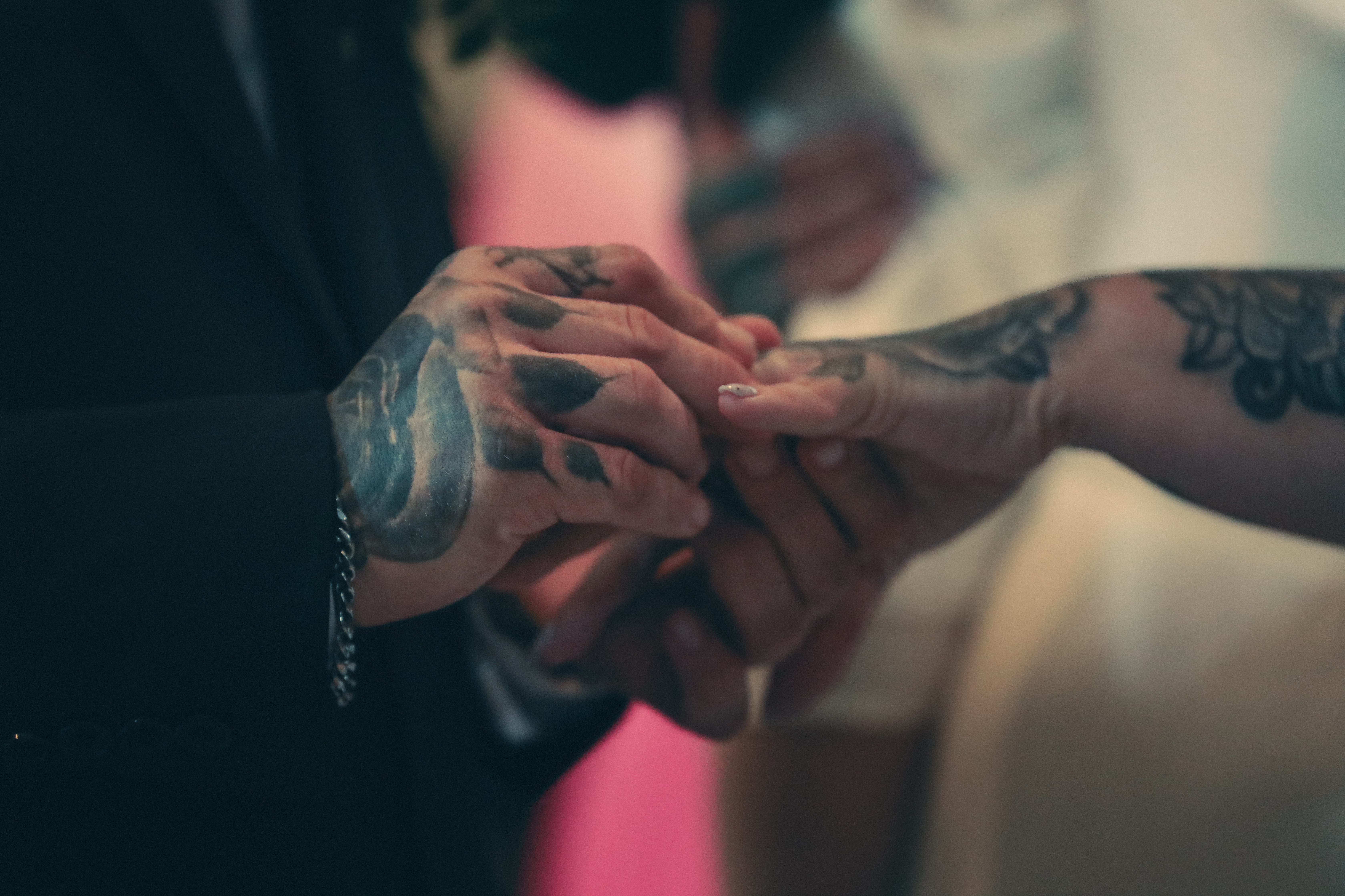 An unscripted moment between a groom and a child