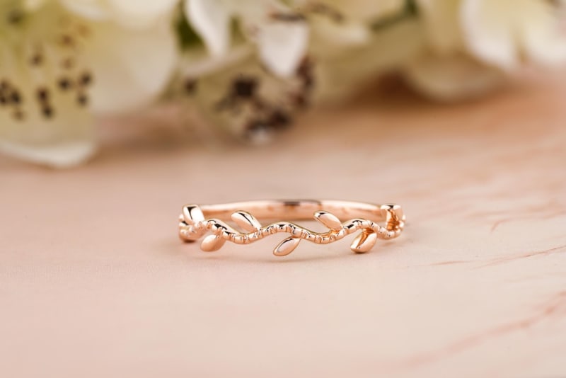 1.50MM Twig Wedding Band For Women, Plain Gold Wedding Band