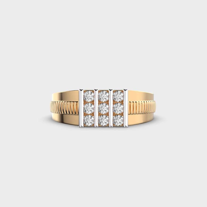 Round Diamond Two Tone Men's Wedding Ring