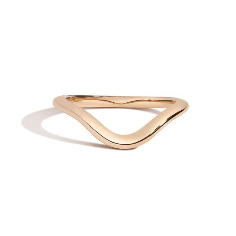14K-18K Solid Gold Unique Curved Matching Wedding Band For Her