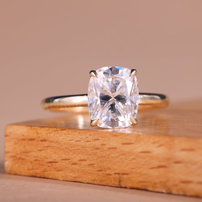 1.50CT Elongated Cushion Cut Hidden Halo Set Engagement Ring