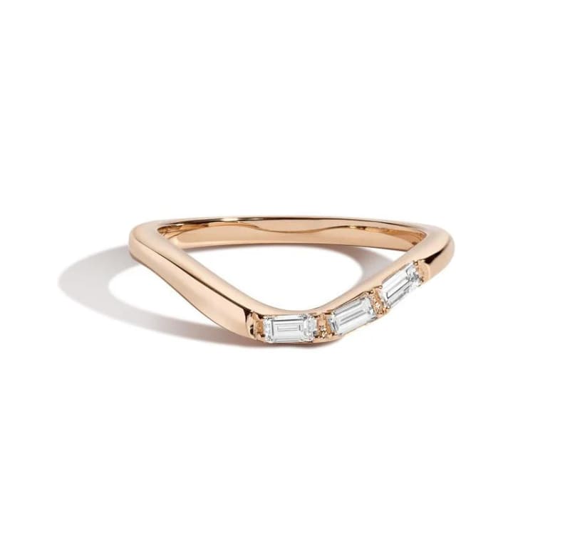 0.18TCW Baguette Cut Diamond Unique Curved Wedding Band