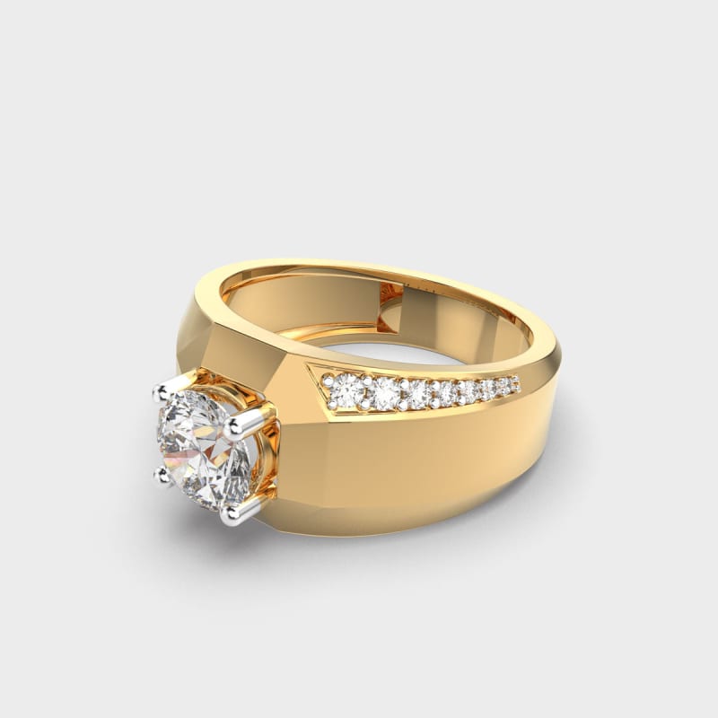 1.0 CT Round Cut Unique Men's Wedding Ring In Gold