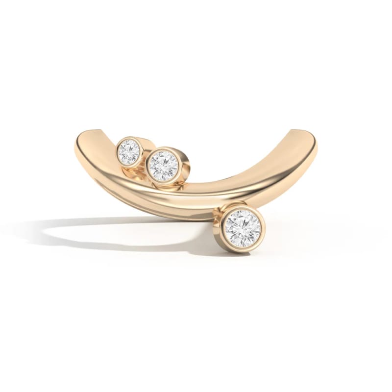 0.32TCW Rond Cut Unique Three Stone Curved Wedding Band