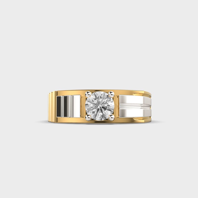 0.75CT Round Cut Two Tone Men's Wedding Ring