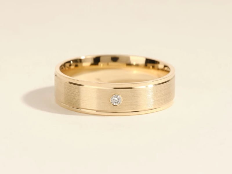 2.0MM Round Diamond Flush Setting Men's Wedding Band