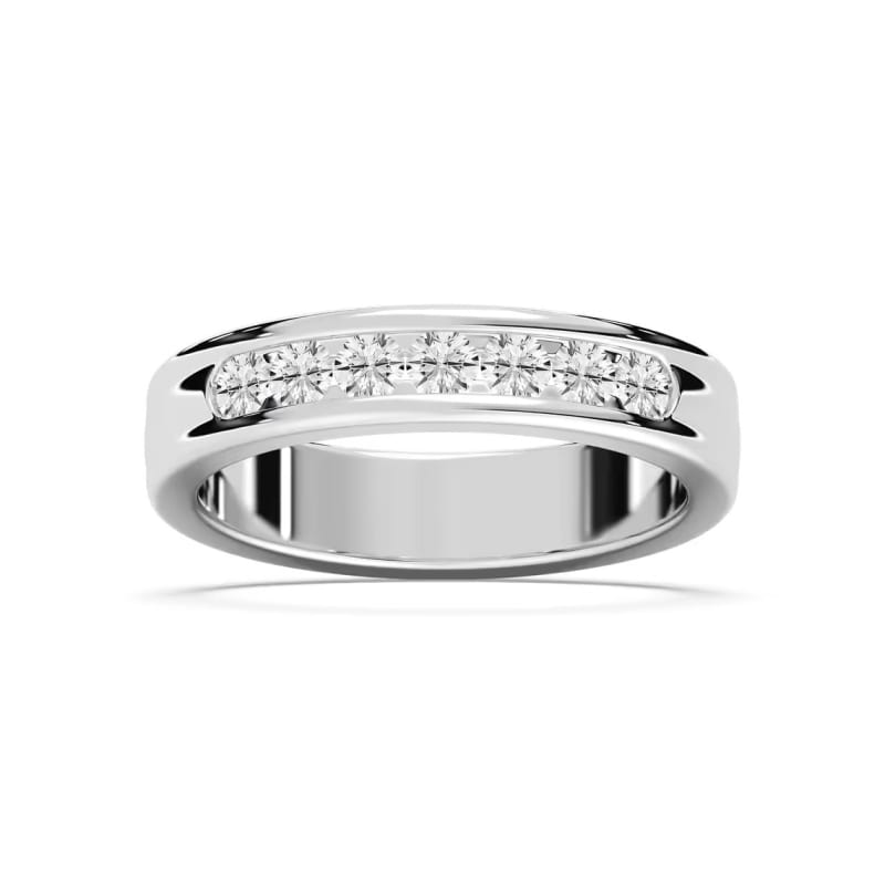 Round Brilliant Cut Seven Stone Men's Wedding Band For Him