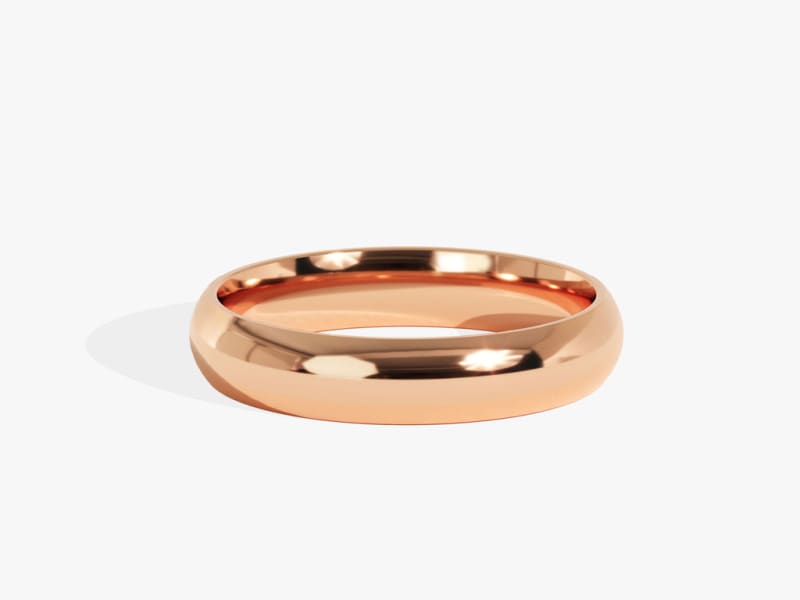 4.0MM Classic Dome Wedding Shine Band For Women in Solid Gold
