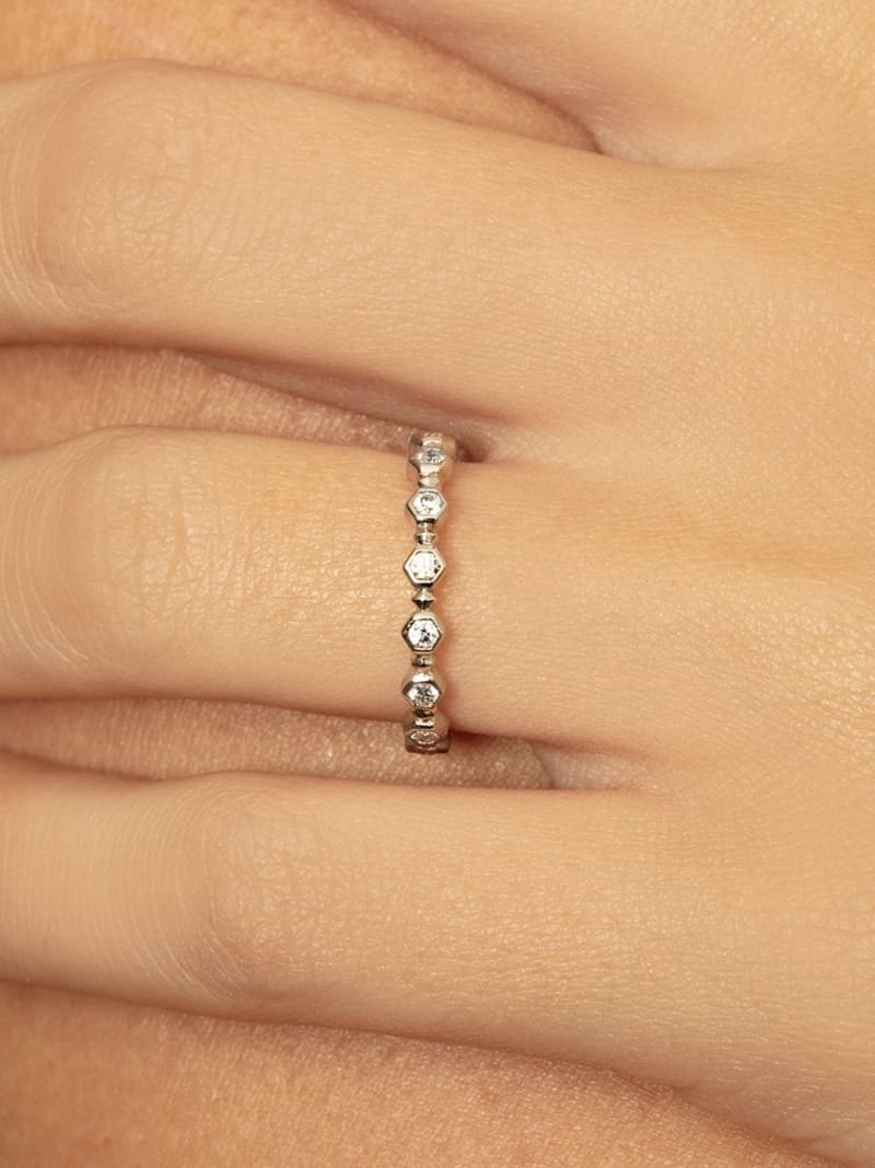 0.25CTW Round Brilliant Cut Bezel Set Unique Stacking Wedding Band