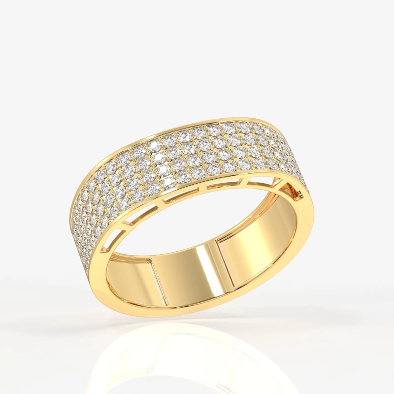 1.0TCW Round Cut Cluster Diamond Men's Wedding Band in Gold