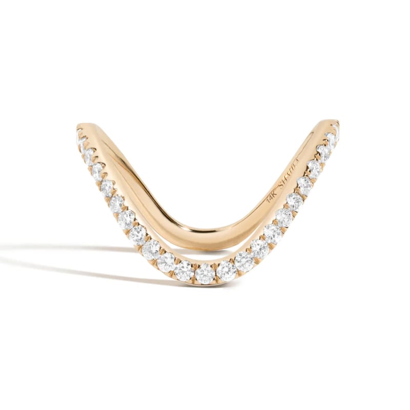 0.52TCW Round Cut Diamond Curved Pave Set Wedding Band
