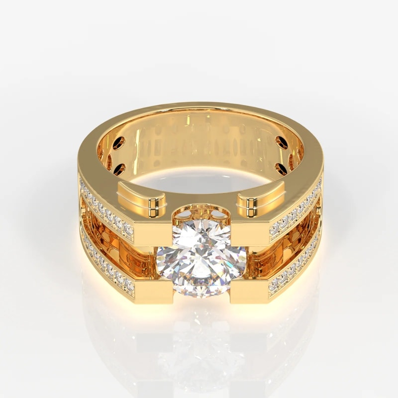 1.0CT Round Diamond Antique Men's Wedding Ring In Gold