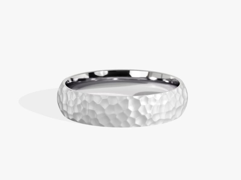 5.0MM Hammered Wedding Dome Band For Women in Solid Gold