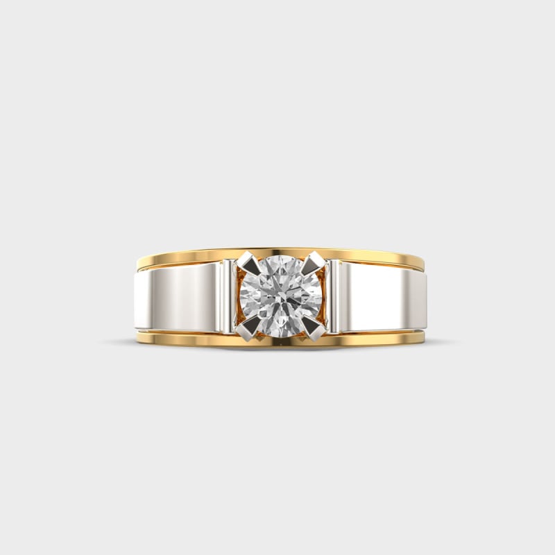 0.75 CT Round Diamond Two Tone Men's Wedding Ring