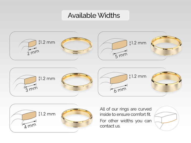 2.0MM Matte Brushed Wedding Band For Her, Solid Gold