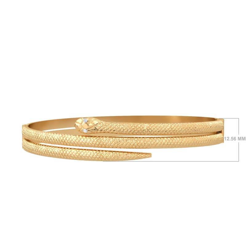 Classy Snake Spiral 14K Gold Bangle Bracelet For Her