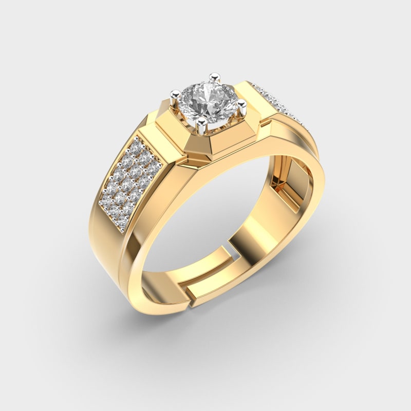 0.50 CT Round Cut Cluster Diamond Men's Engagement Ring