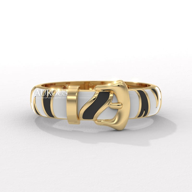 Unique Belt Design Solid Gold Plain Men's Ring