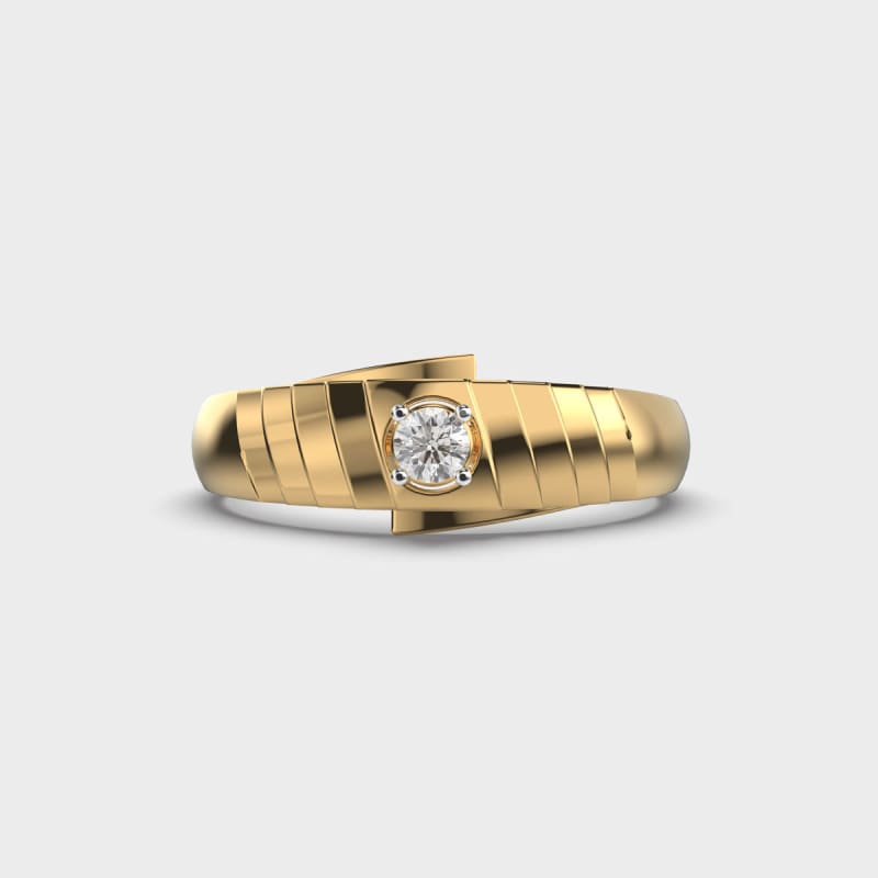 Round Diamond Unique Men's Wedding Ring In Gold
