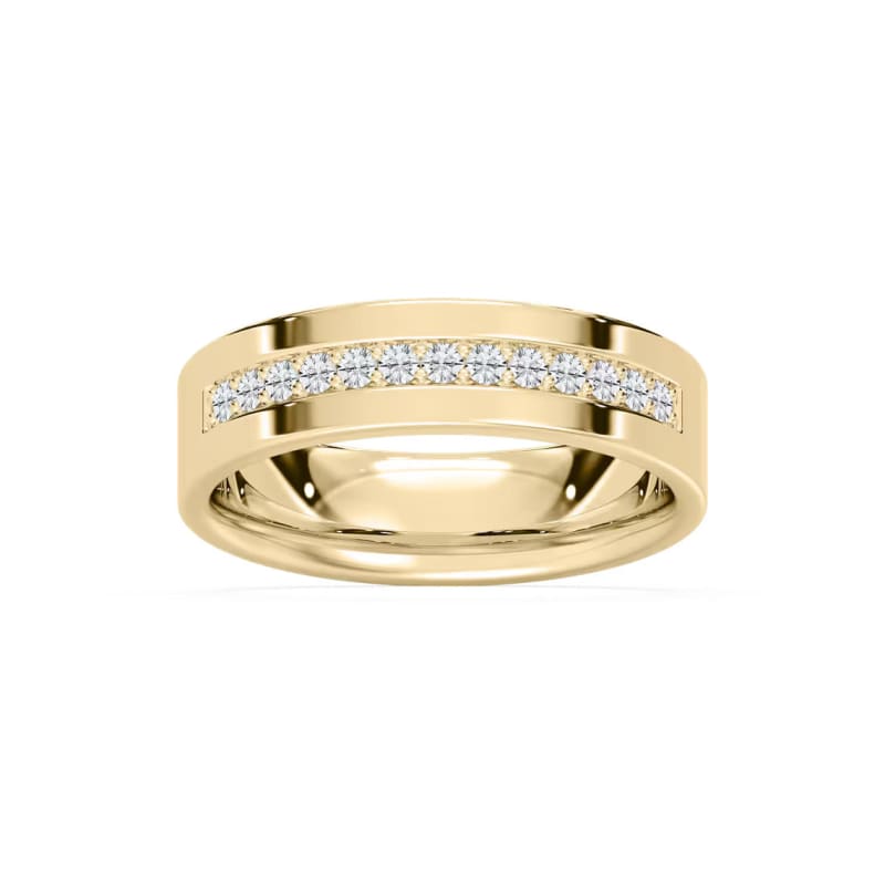 Round Cut Diamond Pave Setting Haf Eternity Men's Wedding Band