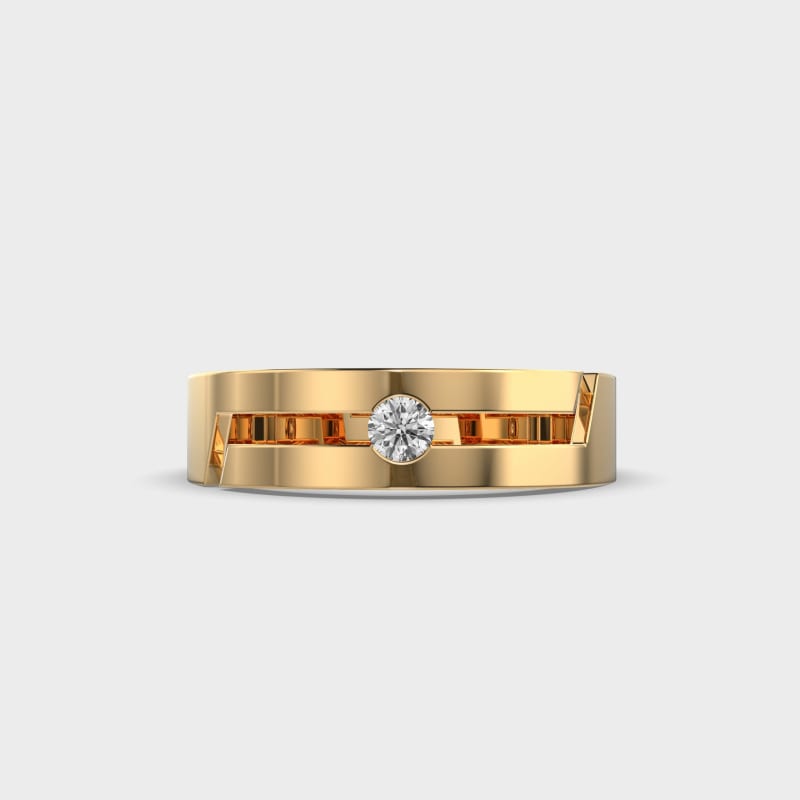 Round Cut Solitaire Men's Wedding Ring For Him In Gold