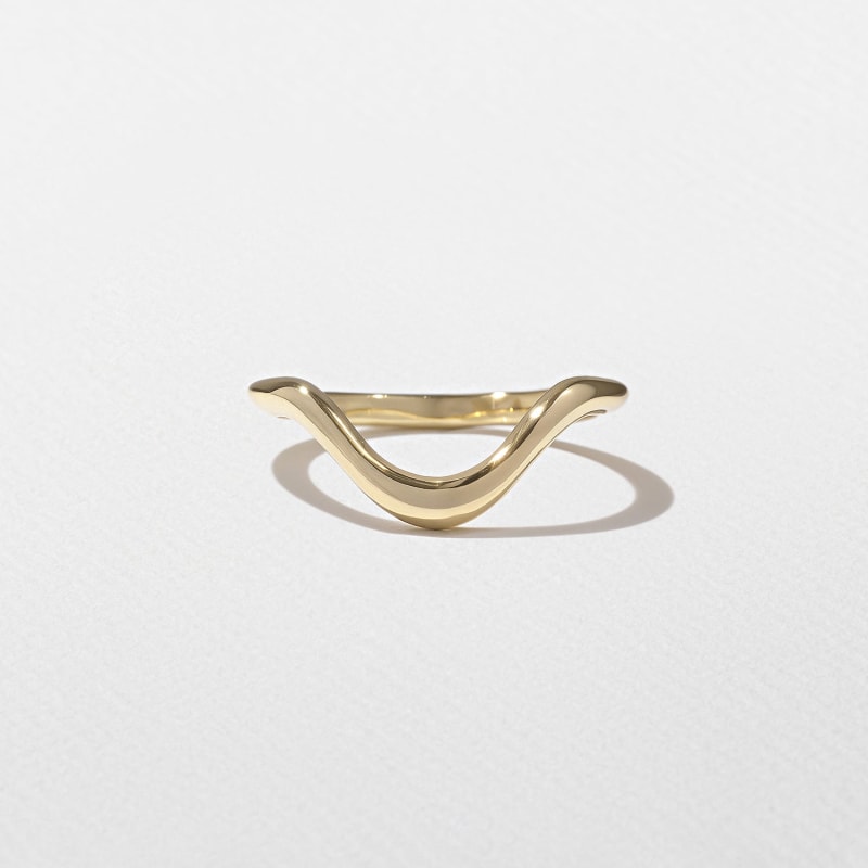 14K-18K Solid Gold Unique Curved Matching Wedding Band