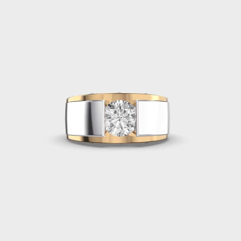 1.0CT Round Cut Two Tone Solitaire Men's Engagement Ring