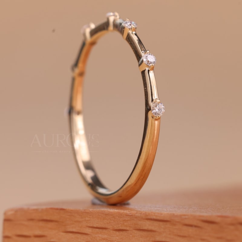 Round Cut Diamond Petite Pave Setting Half Eternity Band