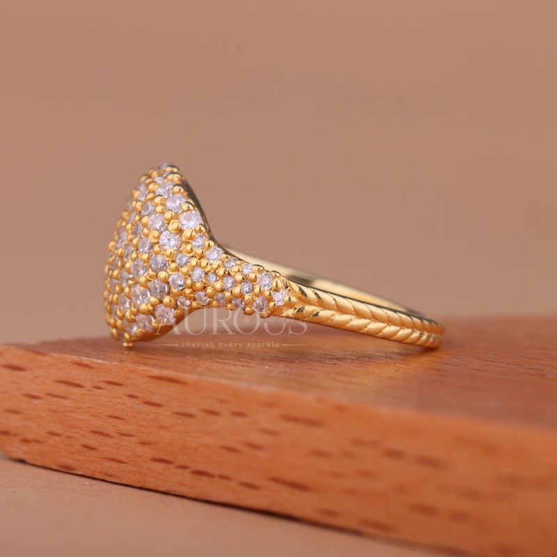 Round Cut Diamond Cluster Dome Style Unique Ring