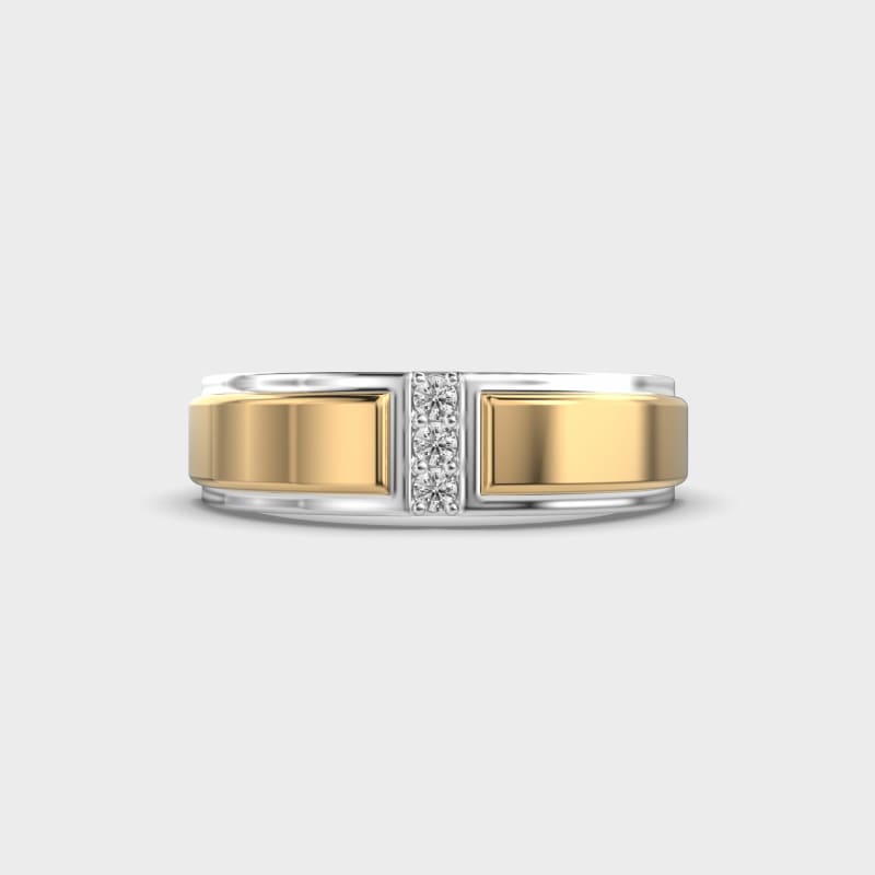 Round Cut Three Stone Men's Wedding Band