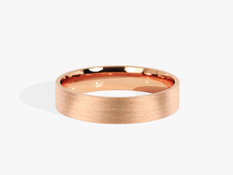 4.0MM Classic Flat Wedding Brushed Band For Women in Solid Gold