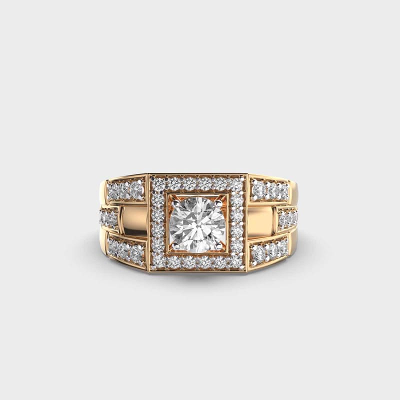 0.50 CT Round Cut Cluster Diamond Men's Wedding Ring