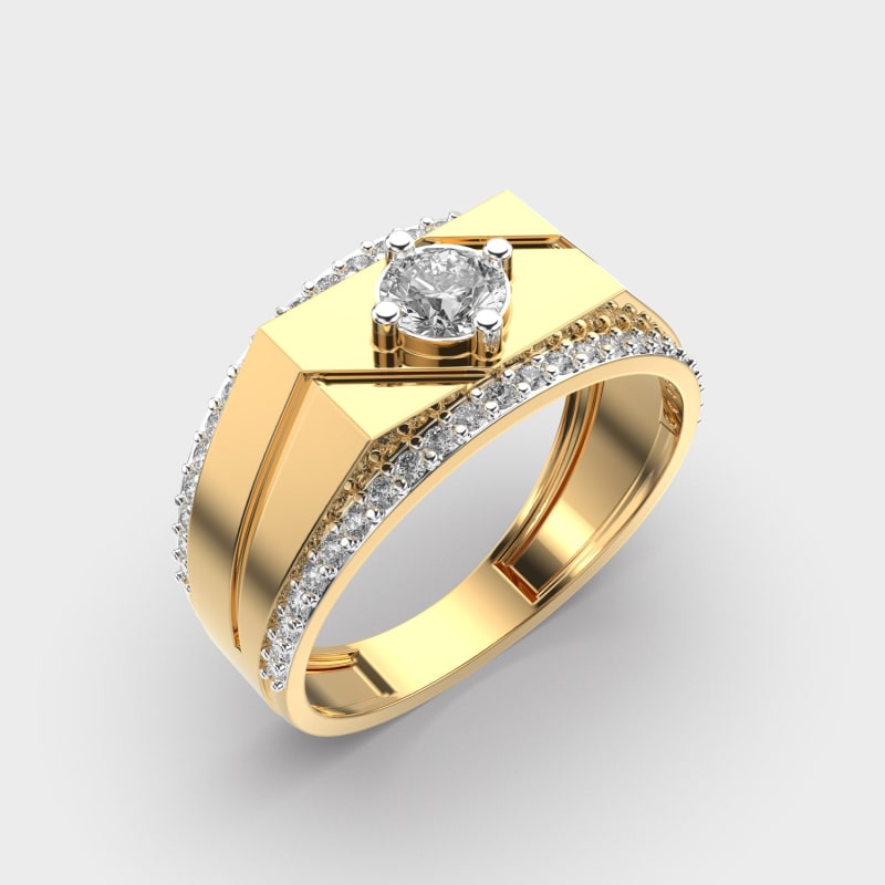 0.45CT Round Cut Cluster Men's Engagement Rings For Him Simple