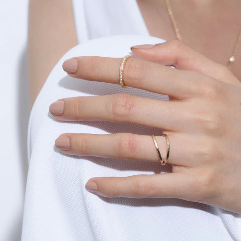 14K-18K Solid Gold V Shape Unique Wedding Band For Her
