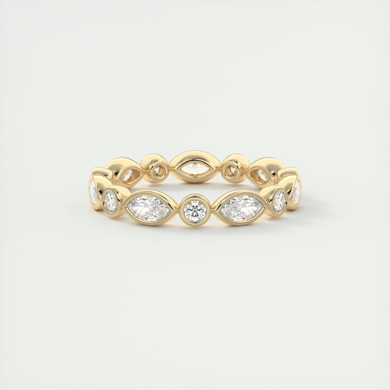 1.30CT Marquis & Round Cut Bezel Full Eternity Wedding Band