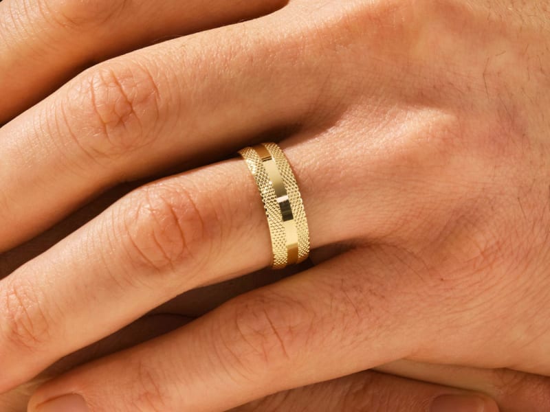 7MM Solid Gold Plain Men's Wedding Band For Him