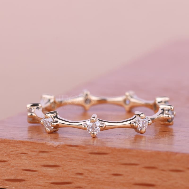Round Cut Petite Pave Setting Full Eternity Wedding Band