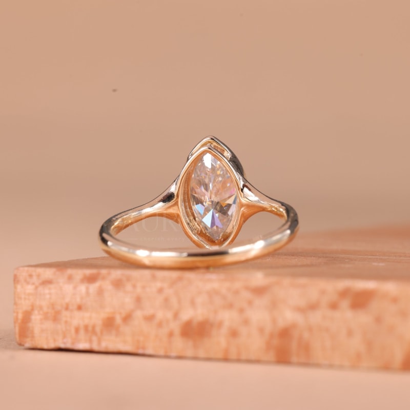 1.50CT Marquise Cut Bezel Setting Solitaire Engagement Ring