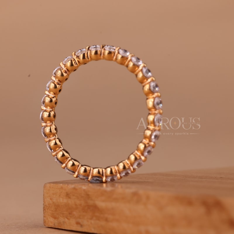 Round Cut Diamond Minimalist Full Eternity Wedding Band