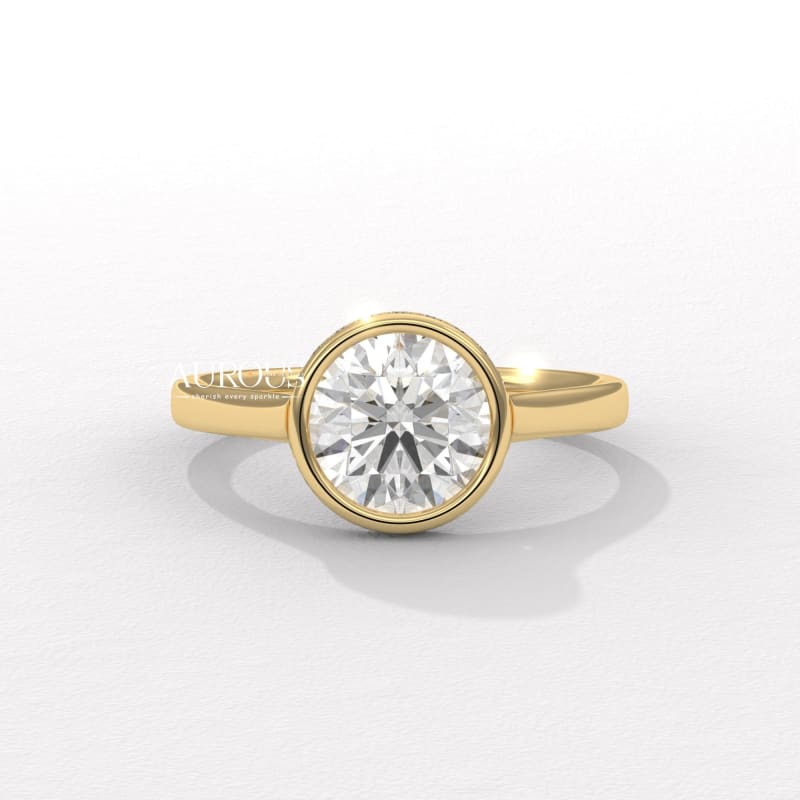 1.0CT Round Diamond Hidden Halo Bezel Setting Engagement Ring
