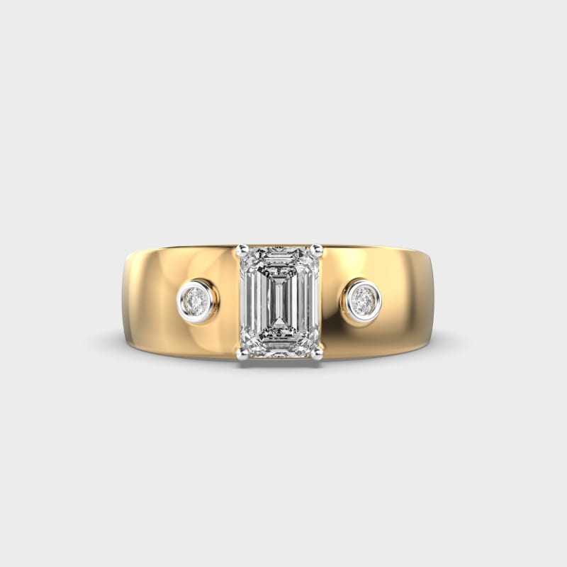 1.0CT Emerald Cut Unique Three Stone Men's Engagement Ring